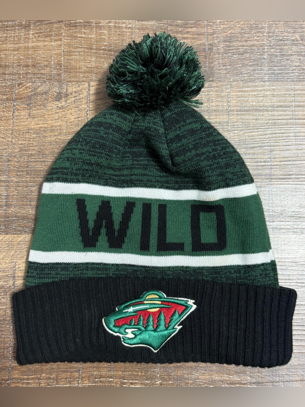 Fanatics Green and Black 'WILD' Pom Beanie Hat